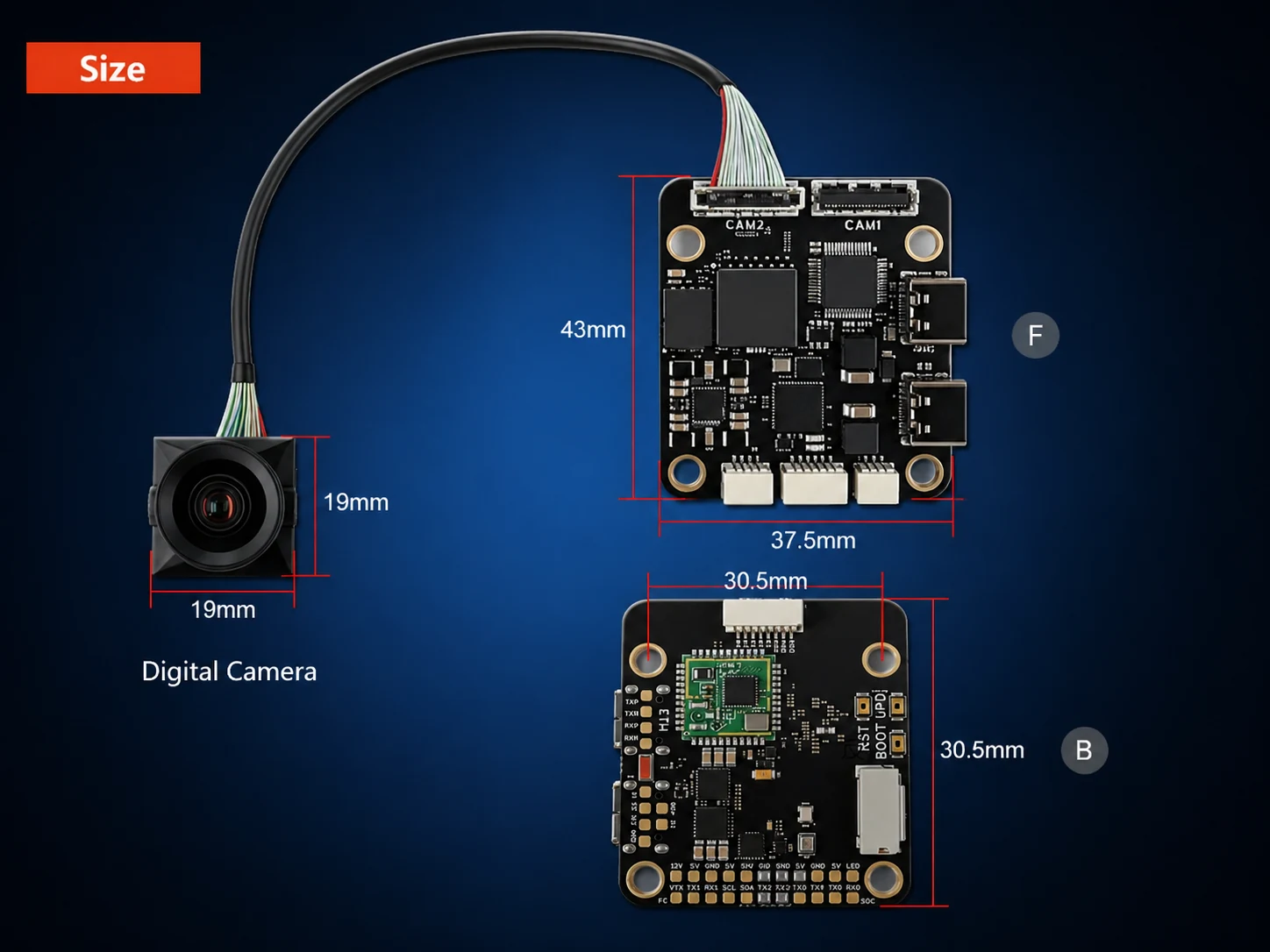 JetLancer AI FC V1 product hardware with digital camera